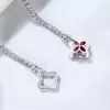 2MM White Sapphire Rotatable Clover Tennis Bracelet