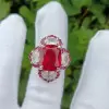 6ct Cushion Cut Ruby Flower Cocktail Ring