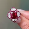 6ct Cushion Cut Ruby Flower Cocktail Ring