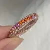 Rainbow Sapphire Paved Twist Wedding Band