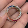 Rainbow Sapphire Paved Twist Wedding Band