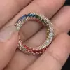 Rainbow Sapphire Paved Twist Wedding Band