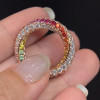 Rainbow Sapphire Paved Twist Wedding Band