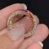 Rainbow Sapphire Paved Twist Wedding Band