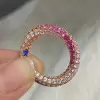 Rainbow Sapphire Paved Twist Wedding Band