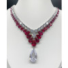 89ctw Pear Cut Ruby and White Sapphire Statement Necklace