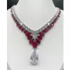 89ctw Pear Cut Ruby and White Sapphire Statement Necklace