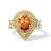 Double Halo Pear Cut 2 Tone Sterling Silver Ring
