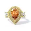 Double Halo Pear Cut 2 Tone Sterling Silver Ring