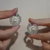 3.55ct Pearl&White Sapphire  Hoop Earrings