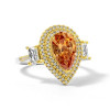 Double Halo Pear Cut 2 Tone Sterling Silver Ring