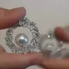 3.55ct Pearl&White Sapphire  Hoop Earrings