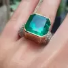15ct Asscher Cut Emerald Paved Cocktail Ring