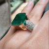 15ct Asscher Cut Emerald Paved Cocktail Ring