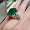 15ct Asscher Cut Emerald Paved Cocktail Ring
