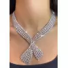Four Row Pear Cut White Sapphire Necklace