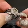 5.5ct Round Cut Apple Green Sapphire Engagement Ring