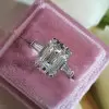 5ct Emerald Cut White Sapphire Engagement Ring