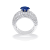 9.75 Round Cut Blue & White Sapphire Dome Ring 