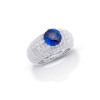9.75 Round Cut Blue & White Sapphire Dome Ring 
