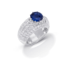 9.75 Round Cut Blue & White Sapphire Dome Ring 