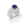 9.75 Round Cut Blue & White Sapphire Dome Ring 