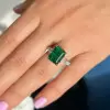 8ct Emerald Cut Emerald Three Stone Engagement Ring