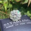 6.8ct Round Cut White Sapphire Halo Engagement Ring