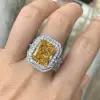 12ct Radiant Cut Yellow Sapphire Bold Engagement Ring