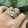 12ct Radiant Cut Yellow Sapphire Bold Engagement Ring