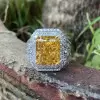 12ct Radiant Cut Yellow Sapphire Bold Engagement Ring