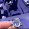 6.2ct Emerald Cut White Sapphire Engagement Ring