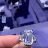 6.2ct Emerald Cut White Sapphire Engagement Ring