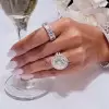 10.5ct Round Cut Split Shank Double Halo Engagement Ring