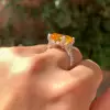 14.2ct Radiant Cut Yellow Sapphire Floral Cocktail Ring