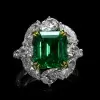5.6ct Asscher Cut Emerald Vintage Engagement Ring