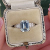 Art Deco 3.8ct Emerald Cut Aquamarine Engagement Ring