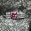 9.5ct Princess Cut Blue Sapphire Paved Engagement Ring