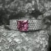 9.5ct Princess Cut Blue Sapphire Paved Engagement Ring