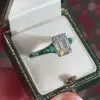 4ct Emerald Cut White Sapphire Vintage Engagement Ring