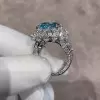 10ct Pear Cut Aquamarine Vintage Halo Cocktail Ring