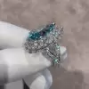 10ct Pear Cut Aquamarine Vintage Halo Cocktail Ring