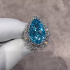 10ct Pear Cut Aquamarine Vintage Halo Cocktail Ring