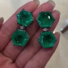 24ctw Hexagon-shaped Emerald Drop Earrings in Black Gold