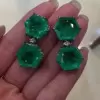 24ctw Hexagon-shaped Emerald Drop Earrings in Black Gold