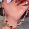 Round&Oval&Pear Cut White Sapphire&Ruby Necklace Choker