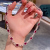 Round&Oval&Pear Cut White Sapphire&Ruby Necklace Choker