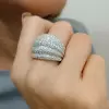 6.3ctw White Sapphire Bold Paved Cocktail Ring