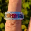 6.2ctw Princess Cut Rainbow Sapphire Wedding Band