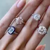 5ct Vintage Halo Cushion Cut White Sapphire Engagement Ring